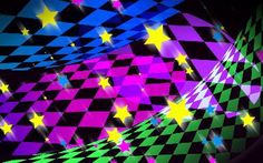 an abstract background with stars and neon colors