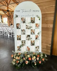 My arch floral seating chart with our engagement pictures turned out better than I imagined!! Table Setting Chart Wedding, Square Arches For Wedding, Ways To Display Seating Chart At Wedding, Seating Chart Wedding Window Pane, Wedding Inspo Seating Chart, Arch Table Seating Chart, Seating Chart Wedding With Pictures, Seating Chart Wedding Pictures, Seating Chart Wedding Photos