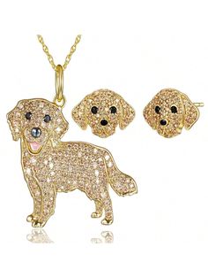 Dulce Collar     Embellished Cute Golden Retriever, Cartoon Puppy, Personality Gifts, Accessories Cute, Women's Jewelry Sets, Wedding Party Jewelry, Hanging Earrings, Watches Women Fashion, Gift Cute