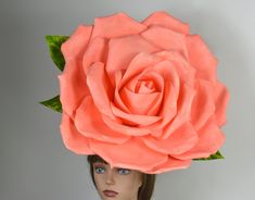 "This beautiful headband is perfect for wedding, party and other events. Big soft rose is light weight and attached to the headband. Rose is approx. 18\" in diameter Please visit my other shop https://www.etsy.com/shop/BridalWorldAccessory Thank you very much for shopping at my shop. Have a great day." Couture Fascinators, Wedding Coral, Rose Hat, Hat Party, Rose Headband, Coral Rose, Church Hat, Bridal Hat, Headband Wedding