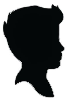 the silhouette of a person's head in black against a white background