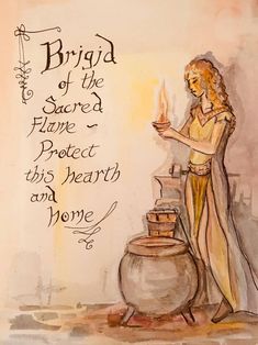 a watercolor and ink drawing of a woman holding a lit candle in her hand