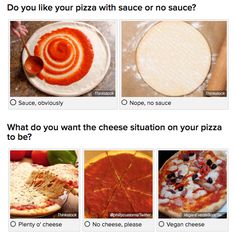 four different types of pizzas and what to do if you like your pizza with sauce or no sauce