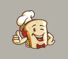 sandwich mascot with chef hat and bow tie