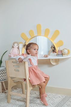 Sunshine Wall-mounted Kids Table Preschool Set Desk and - Etsy Playroom Mirror, Kids Table And Chair Sets, Montessori Chair And Table, Toddler Table And Chair Set, Toddler Desk And Chair, Kids Wooden Desk And Chair, Boho Style Nursery, Montessori Table, Kids Table And Chair