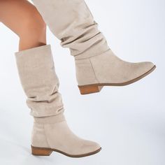 BEIGE SLOUCH BOOTS - BEIGE SUEDE BOOTS - BEIGE BOOTS Looking for Beige Suede Slouch Boots? Our Beige Boots are one-of-a-kind, durable, and constructed using high-quality materials. * The 1.1-inch (3 cm) flat heel lifts your look while providing a comfortable and stable stride. The overall Height from the heel base to the top edge of these Long Boots is around 14 inches / 35 cm. * Whether you're navigating city streets or stepping out for casual occasions, our Beige Suede Tall Boots are a versatile choice. These handmade boots are designed to fit true to size, so we recommend ordering your regular size. These beige boots are true to size, so I recommend ordering your regular size. Shop our collection of Beige Suede Boots today and experience the Belle Shoes difference! Model: Beige Suede Ta Beige Wide Calf Mid-calf Boots For Winter, Beige Wide Calf Knee-high Boots With Round Toe, Beige Wide Calf Boots For Fall, Beige Suede Boots With Wide Calf, Beige Knee-high Boots Medium Width, Boots Medieval, Suede Slouch Boots, Beige Suede Boots, Medieval Boots