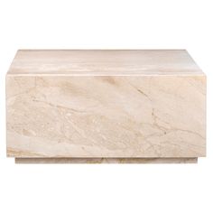 a white marble box on a stand against a white background