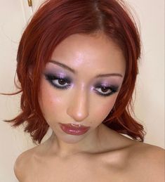 Purple Y2k Makeup, Makeup Inspo Glam, Purple Makeup Looks, Glam Eye Makeup, Purple Smokey Eye, Look Grunge, Purple Eye Makeup, Formal Makeup