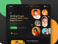 an image of a web page with people on it and the words we help people connect with their right mentors