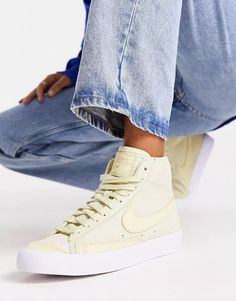 Nike Blazer Suede Mid '77 trainers in yellow | ASOS Nike Blazer Mid 77 Yellow, Yellow Nikes, Yellow Blazer, Yellow Outfit, Nike Brand