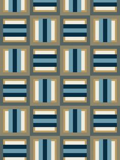 a blue and brown striped pattern with squares