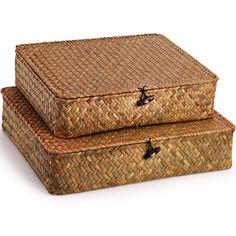 PRICES MAY VARY. Elsjoy 2 pack seagrass storage baskets come in 2 sizes, Large 12.5"L x 11"W x 3"H, Small 11.5"L x 9.5"W x 2.5"H. Natural seaweed baskets not only eliminate clutter, but also add a touch of elegance and natural scent to your home. 𝐍𝐚𝐭𝐮𝐫𝐚𝐥 𝐒𝐞𝐚𝐠𝐫𝐚𝐬𝐬: Storage basket set is made from 100% eco-friendly seagrass, ensuring years of durability and sustainability. Each basket comes with a light grass fragrance and natural color variations that make it unique. 𝐒𝐨𝐥𝐢𝐝 𝐂? Organizer Baskets, Wicker Storage Baskets, Shelf Closet, Seagrass Baskets, Baskets For Shelves, Seagrass Storage Baskets, Rattan Storage, Wicker Storage, Storage Bins With Lids