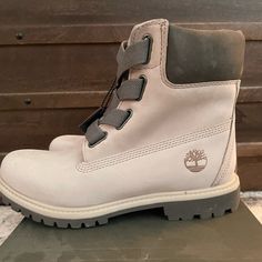 Timberland Nubuck Light Taupe Boots. Heavy Tread Sole. Cinch Wide Elastic Laces. New In Box. Never Worn Taupe Boots, Timberlands Shoes, Timberlands Women, Timberland Shoes, Elastic Laces, Bootie Boots, Ankle Boots, Size 7, Women Shoes