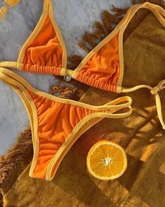 Orange Bikinis, Orange Bathing Suit, Orange Swimwear, Swimsuit Inspo, Swimwear Shoot, Orange Swimsuit, Cute Bathing Suits, August 21, Aperol Spritz