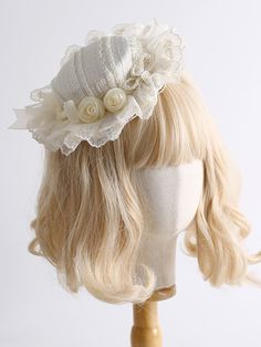 Add a touch of sweet and feminine charm to your outfit with this delightful mini hat. Adorned with a floral design, beige beads, and sweet bowknots, this hat is the perfect accessory for adding a hint of kawaii style to your look.   Please note that this product includes only the mini hat. Cute Cream Hat For Gift, Beige Headband Mini Hat For Kentucky Derby, Beige Mini Hat Headband For Kentucky Derby, Beige Kentucky Derby Mini Hat Headband, Beige Headband For Kentucky Derby, Beige Headband Hat For Kentucky Derby, Elegant Cream Bonnet For Spring, Beige Adjustable Hat With Ribbon, Adjustable Beige Hat With Ribbon