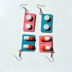 Pill Earrings, Accessories Shifting, Clay Incense, Amazing Earrings, Weird Jewelry, Funny Earrings, Quirky Earrings, Funky Earrings, Perfect Night