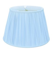 a light blue lamp shade on a white background with clipping to the top and bottom