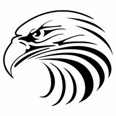 an eagle's head is shown in black and white