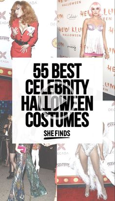 celebrity halloween costumes for girls with the title overlay that reads, 55 best celebrity halloween costumes she finds