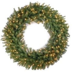 a christmas wreath with lights on it