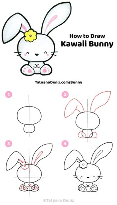 how to draw kawaia bunny step by step instructions for kids and beginners