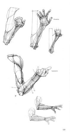 some drawings of hands and feet with different angles