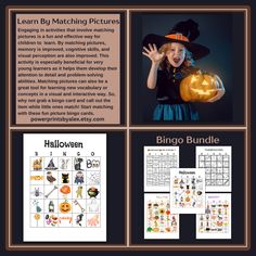 an image of halloween activities for children to learn with pictures and text on the page