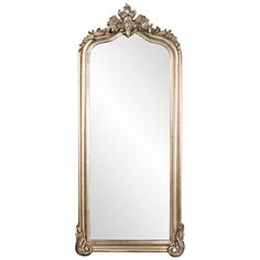 an ornate gold framed mirror on a white background with clippings to the bottom