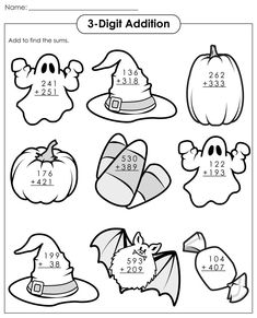 halloween addition worksheet for 3rd grade students to practice addition skills and subtraction