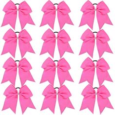 PRICES MAY VARY. ★BOUTIQUE SIZE: Approx 7 inch; Package include: 12 pcs rhinestones cheer bows; Color: Hot Pink(Show as the picture); One bow weight: Approx 14 g/pcs ★STABLE FASHION GIFT: This large cute bows perfect gift for any occasion! Birthdays,Gifts,Christmas. They were perfect for cheer competition,the rhinestones bows are well attached to strong elasticized ponytail holders that are fabric covered to prevent hair damage and to keep the holder in place. ★100% HAND- MADE: 100% Hand- made r Cheer Competition, Cheer Hair Bows, Bow Ponytail, Cheerleader Girl, Competitive Cheer, Hair Damage, Girls Softball, Rhinestone Bow