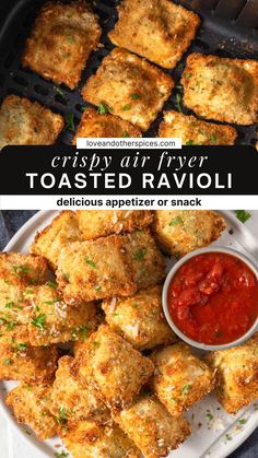 crispy air fryer toasted ravioli is an easy appetizer or snack