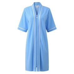 Women's Button Front Duster Zip up Bathrobes Short Nightgown with Pockets Ebern Designs Size: M, Color: Blue | Ebern Designs Kendric id-Calf Bathrobe w / Pockets Polyester in Blue | M | Wayfair Ebern Designs, Mid Calf, Night Gown, Color Design, Zip Ups, Color Blue, Lighting, Furniture, Blue