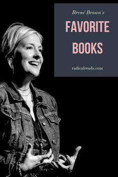 a black and white photo of a woman with her hands together in front of the words favorite books