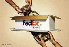 the fed ex box is open and ready to be loaded into someone's hand