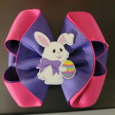 Hippity Hop! Super Cute 4in Layered Easter Bow. **New** Each Bow Is Made To Order By Smile Bows. Perfect For Your Little Girl To Sport With All Her Fun Easter Outfits Hi There, Bow Making Is My Passion! I Love The Joy They Have Always Brought Forw And My Daughter. The Fun Of Picking Them Out Together Or Her Watching Her Excitement When I Surprise Her With One. Last Fall I Started Smile Bows On Fb, Ig And Etsy. Recently While Shopping, I Found Some Here As Well And Figured I Would Share Some Here Easter Hair Bows, Cute Spring Bow Tie Hair Accessories, Playful Bow Hair Accessories For Gift, Playful Adjustable Bow For Spring, Plastic Girl, Animal Bows, Pink Purple Hair, Jojo Bows, Unicorn Flowers