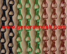 four different colors of chain link with one black, one green and one red on each side