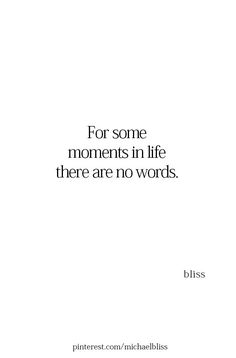 a quote that reads for some moments in life there are no words bliss