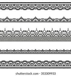 a set of black and white borders with wavy lines on them, in the style of art