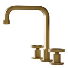 a gold faucet with three different handles