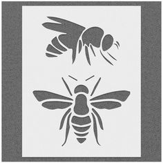 two bees are shown in black and white