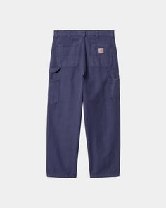 Color: Aura (stone dyed) - The OG Single Knee Pant is made from midweight cotton canvas in a loose straight fit, which is wider through the waist, leg and thigh than the classic Single Knee Pant (). Tool pockets, a hammer loop, and triple contrast stitching nod to the item's utilitarian influences. A woven Square Label on the rear completes the design. _* 100% Cotton (Hubbard canvas), Loose straight fit, regular waist, Triple-stitched, Tool pockets and hammer loop, Zip fly, Allover print, Square Women Carhartt, Pants Drawing, Knee Pants, Carhartt Wip, Work Pants, Mens Pants, Organic Cotton, Cotton Fabric, Stitching