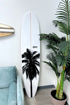 Modern Black and White Palm Surfboard Wall Art – Marker Six