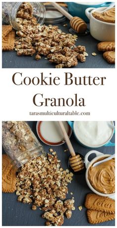 cookies, butter and granola are the perfect snack for breakfast or desserts with peanut butter