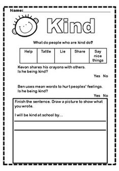 a worksheet with the words kind on it