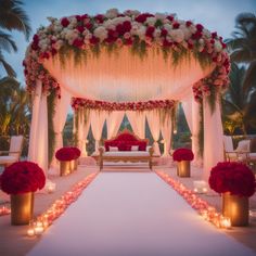 beautiful floral wedding decoration Wedding Decoration Red And White, Red And White Mandap Decor, Reception Indian Decor, Red And White Wedding Mandap, Red Mandap Decor, Shadi Mandap Decoration, Red Indian Wedding Decor, Mandap Designs Indian, Shadi Decoration Indian Weddings