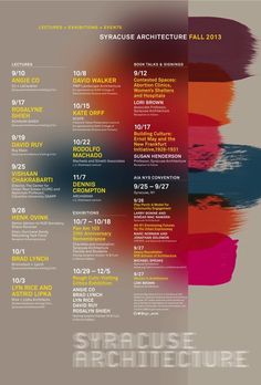 an event poster with different colors and numbers on it, including the dates for each event