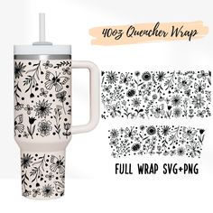 the full wrap is designed with flowers and leaves