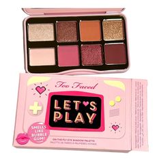 Too Faced Let's Play Mini Eye Shadow Palette - On The Fly 100% Authentic Too Faced Too Faced Let's Play Mini Eye Shadow Palette - On The Fly Brand: Too Faced Let's Play Mini Eye Shadow Palette On-The-Fly-Eye Shadow Palette 8 Exclusive Multi-Finish Shades Rich, High-Pigment Shadows Offer True Color Payoff Silky-Smooth Formula Blends Effortlessly Smells Like Bubble Gum Shades & Descriptions Joystick: Frosted Pearl With Pink Sparkle Shimmer Multi-Player: Silvered Rosy-Mauve Metallic 1 Up: Peachy-Or Shadow Play, Too Faced Makeup, Pink Sparkle, Eye Shadow Palette, The Fly, Lets Play, Makeup Palette, Shadow Palette, Bubblegum Pink