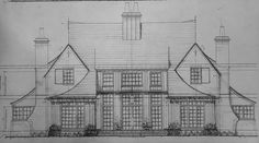 an architectural drawing of a large house