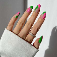 Nails Green Pink. There are any references about Nails Green Pink in here. you can look below. I hope this article about Nails Green Pink can be useful for you. Please remember that this article is for reference purposes only. #nails #green #pink Nails Green Pink, Tropical Nail Art, Watermelon Nails, Tropical Nails, Green Nail Designs, Summer Manicure, Nails Green, Vacation Nails, Nail Length